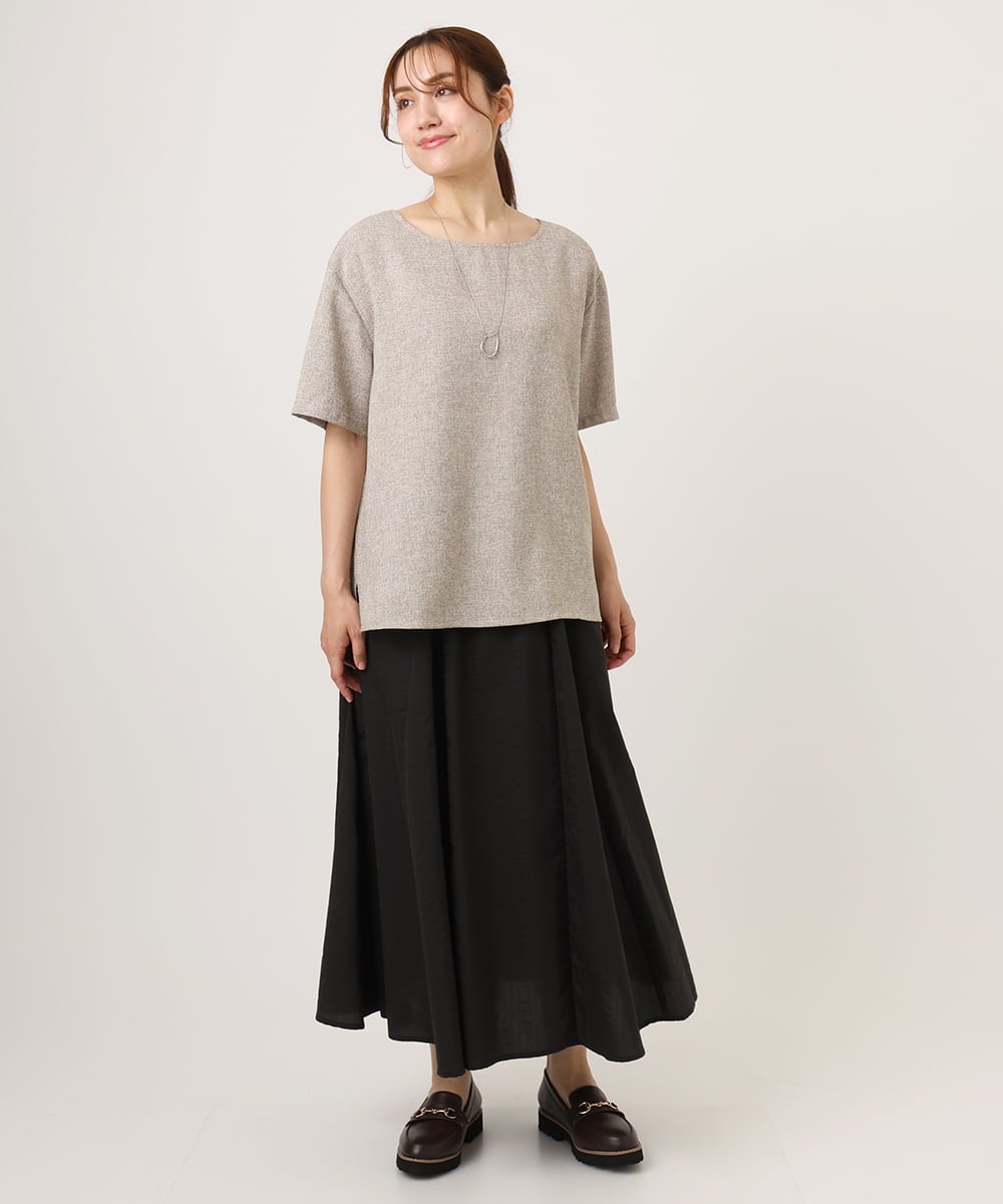 OLBID49099 eur3(エウルキューブ) 【WEB先行販売】【大きいサイズ】麻調ツイードトップス ベージュ