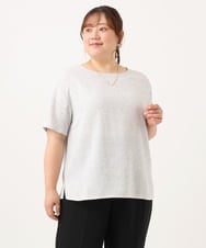 OLBID49099 eur3(エウルキューブ) 【WEB先行販売】【大きいサイズ】麻調ツイードトップス ホワイト