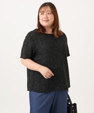 OLBID49099 eur3(エウルキューブ) 【WEB先行販売】【大きいサイズ】麻調ツイードトップス ブラック