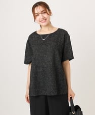 OLBID49099 eur3(エウルキューブ) 【大きいサイズ】麻調ツイードトップス ブラック