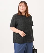 OLBID49099 eur3(エウルキューブ) 【大きいサイズ】麻調ツイードトップス ブラック