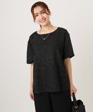 OLBID49099 eur3(エウルキューブ) 【WEB先行販売】【大きいサイズ】麻調ツイードトップス ブラック