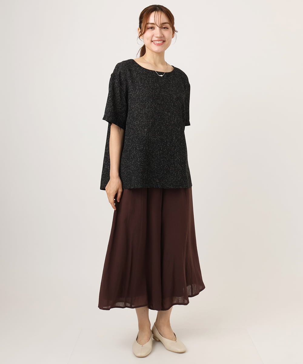 OLBID49099 eur3(エウルキューブ) 【WEB先行販売】【大きいサイズ】麻調ツイードトップス ブラック