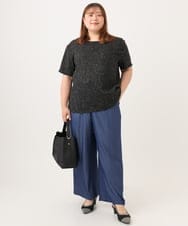 OLBID49099 eur3(エウルキューブ) 【大きいサイズ】麻調ツイードトップス ブラック
