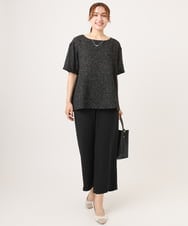 OLBID49099 eur3(エウルキューブ) 【大きいサイズ】麻調ツイードトップス ブラック