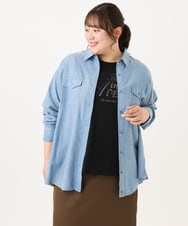 OLBID50139 eur3(エウルキューブ) 【大きいサイズ】シア―デニムシャツ ライトブルー