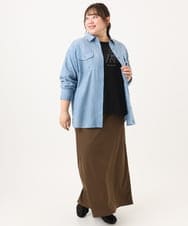 OLBID50139 eur3(エウルキューブ) 【大きいサイズ】シア―デニムシャツ ライトブルー