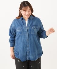 OLBID50139 eur3(エウルキューブ) 【大きいサイズ】シア―デニムシャツ ネイビー