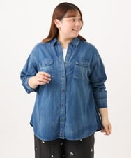 OLBID50139 eur3(エウルキューブ) 【大きいサイズ】シア―デニムシャツ ネイビー