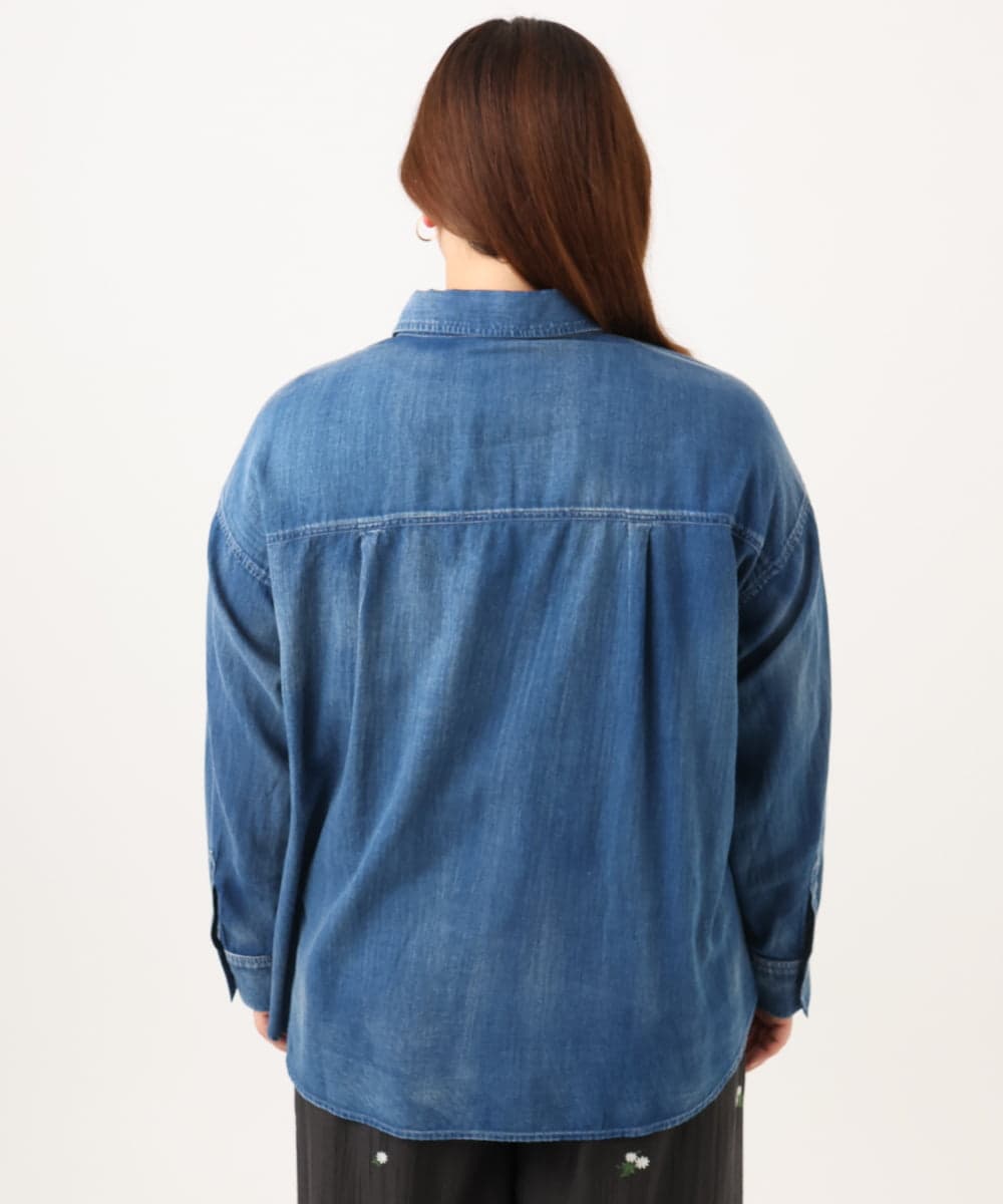 OLBID50139 eur3(エウルキューブ) 【大きいサイズ】シア―デニムシャツ ネイビー