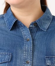 OLBID50139 eur3(エウルキューブ) 【大きいサイズ】シア―デニムシャツ ネイビー