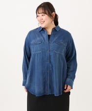 OLBID50139 eur3(エウルキューブ) 【大きいサイズ】シア―デニムシャツ ネイビー