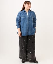 OLBID50139 eur3(エウルキューブ) 【大きいサイズ】シア―デニムシャツ ネイビー