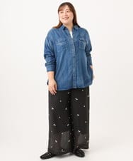 OLBID50139 eur3(エウルキューブ) 【大きいサイズ】シア―デニムシャツ ネイビー