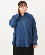 OLBID50139 eur3(エウルキューブ) 【大きいサイズ】シア―デニムシャツ ネイビー