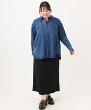 OLBID50139 eur3(エウルキューブ) 【大きいサイズ】シア―デニムシャツ ネイビー