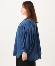 OLBID51149 eur3(エウルキューブ) 【大きいサイズ】ノーカラーシア―デニムシャツ ネイビー