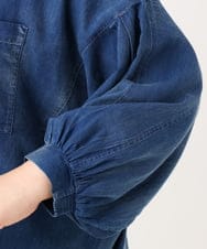 OLBID51149 eur3(エウルキューブ) 【大きいサイズ】ノーカラーシア―デニムシャツ ネイビー