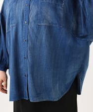 OLBID51149 eur3(エウルキューブ) 【大きいサイズ】ノーカラーシア―デニムシャツ ネイビー