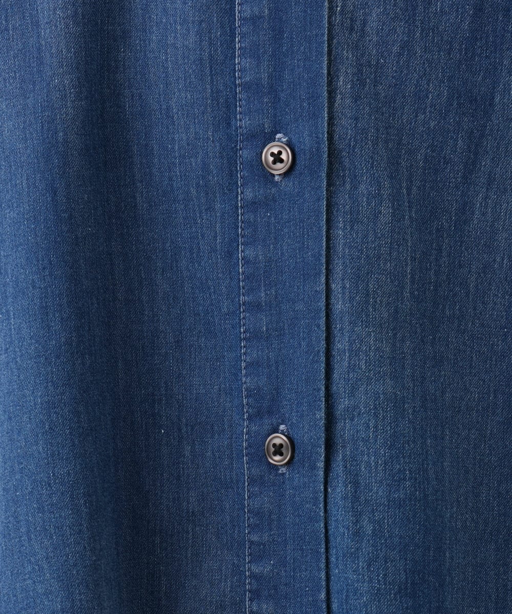 OLBID51149 eur3(エウルキューブ) 【大きいサイズ】ノーカラーシア―デニムシャツ ネイビー