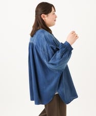 OLBID51149 eur3(エウルキューブ) 【大きいサイズ】ノーカラーシア―デニムシャツ ネイビー