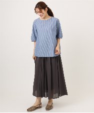 OLBID52089 eur3(エウルキューブ) 【大きいサイズ】5分袖タックブラウス ブルー