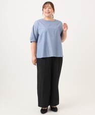 OLBID52089 eur3(エウルキューブ) 【大きいサイズ】5分袖タックブラウス ブルー