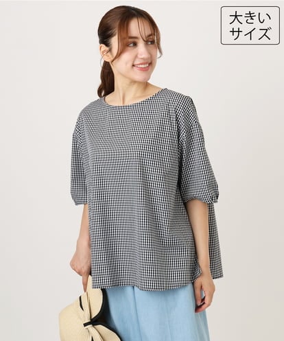 OLBID52089 eur3 【WEB先行販売】【大きいサイズ】5分袖タックブラウス