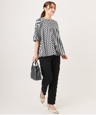 OLBID52089 eur3(エウルキューブ) 【大きいサイズ】5分袖タックブラウス ホワイト