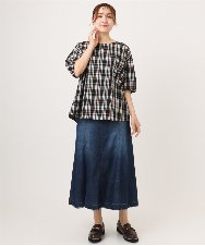 OLBID52089 eur3(エウルキューブ) 【大きいサイズ】5分袖タックブラウス ブラック