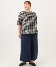 OLBID52089 eur3(エウルキューブ) 【大きいサイズ】5分袖タックブラウス ブラック