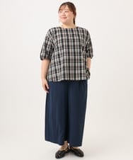 OLBID52089 eur3(エウルキューブ) 【大きいサイズ】5分袖タックブラウス ブラック