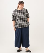 OLBID52089 eur3(エウルキューブ) 【大きいサイズ】5分袖タックブラウス ブラック