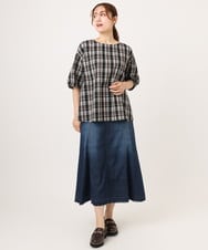 OLBID52089 eur3(エウルキューブ) 【大きいサイズ】5分袖タックブラウス ブラック