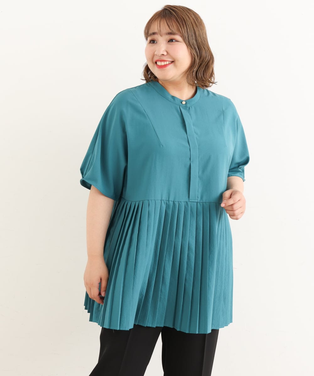 OLBIP36090 eur3(エウルキューブ) 【大きいサイズ】プリーツチュニック グリーン(35)