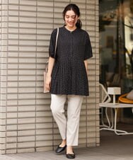 OLBIP36090 eur3(エウルキューブ) 【大きいサイズ】プリーツチュニック ブラック(94)(ドット柄)