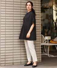 OLBIP36090 eur3(エウルキューブ) 【大きいサイズ】プリーツチュニック ブラック(94)(ドット柄)
