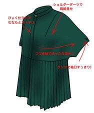 OLBIP36090 eur3(エウルキューブ) 【大きいサイズ】プリーツチュニック ブラック(94)(ドット柄)