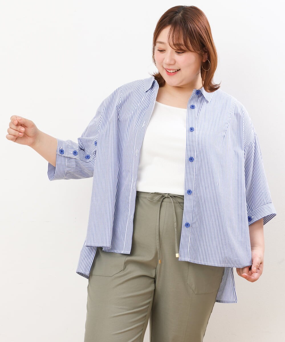OLBIS41070 eur3(エウルキューブ) 【大きいサイズ/11号サイズあり】袖スリットシャツ ブルー(55)