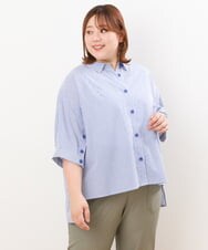 OLBIS41070 eur3(エウルキューブ) 【大きいサイズ/11号サイズあり】袖スリットシャツ ブルー(55)