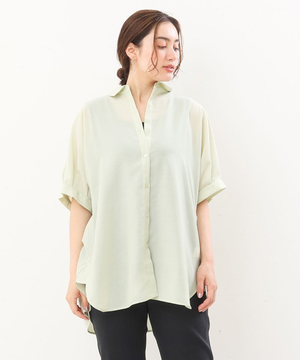 OLBIS43070 eur3(エウルキューブ) 【大きいサイズ/UVカット/a.v.v×eur3】接触冷感シアーブラウス ライトグリーン(30)