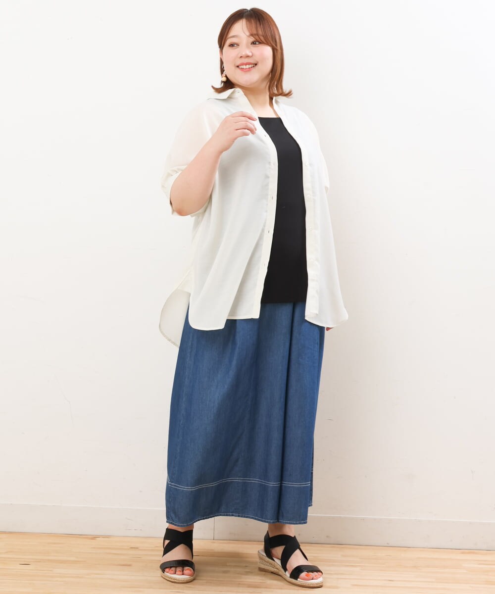 OLBIS43070 eur3(エウルキューブ) 【大きいサイズ/UVカット/a.v.v×eur3】接触冷感シアーブラウス ベージュ(82)