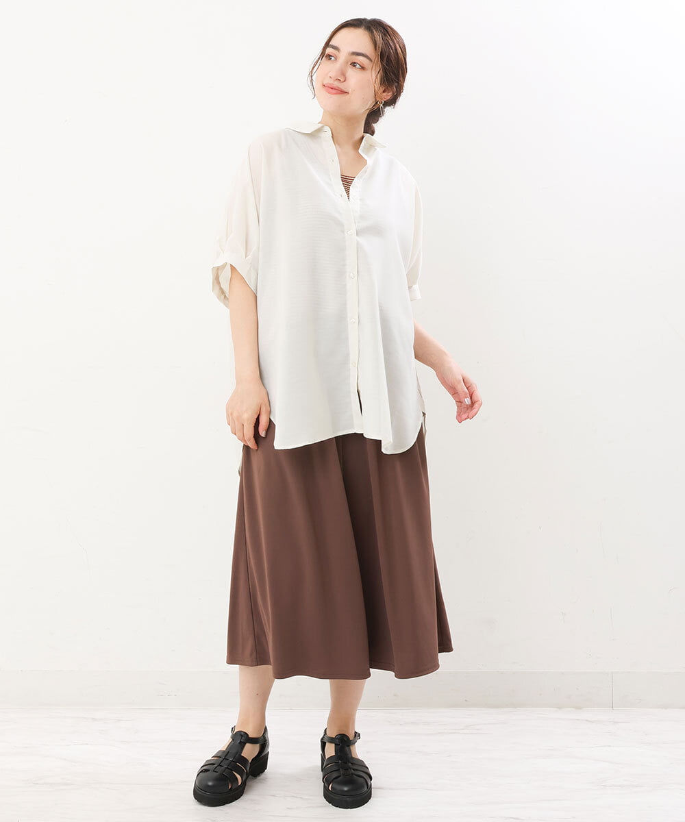 OLBIS43070 eur3(エウルキューブ) 【大きいサイズ/UVカット/a.v.v×eur3】接触冷感シアーブラウス ベージュ(82)