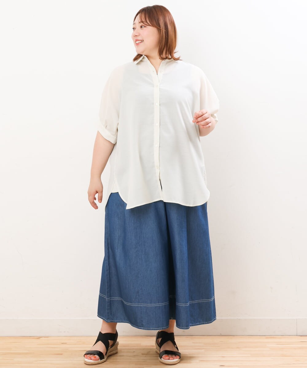 OLBIS43070 eur3(エウルキューブ) 【大きいサイズ/UVカット/a.v.v×eur3】接触冷感シアーブラウス ベージュ(82)