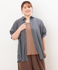 OLBIS43070 eur3(エウルキューブ) 【大きいサイズ/UVカット/a.v.v×eur3】接触冷感シアーブラウス ダークグレー(93)