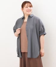 OLBIS43070 eur3(エウルキューブ) 【大きいサイズ/UVカット/a.v.v×eur3】接触冷感シアーブラウス ダークグレー(93)