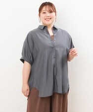 OLBIS43070 eur3(エウルキューブ) 【大きいサイズ/UVカット/a.v.v×eur3】接触冷感シアーブラウス ダークグレー(93)