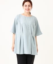OLBIV40099 eur3(エウルキューブ) 【大きいサイズ】ペプラムブラウス ライトブルー(50)