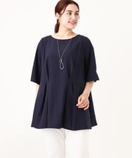 OLBIV40099 eur3(エウルキューブ) 【大きいサイズ】ペプラムブラウス ネイビー(57)
