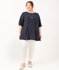 OLBIV40099 eur3(エウルキューブ) 【大きいサイズ】ペプラムブラウス ネイビー(57)